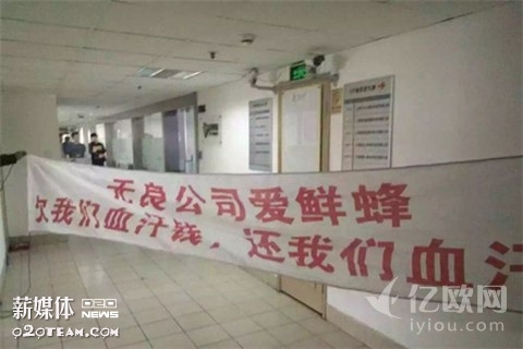 爱鲜蜂遭横幅讨薪，张赢称物流公司诚信问题-附通告